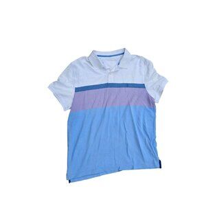 Izod Mens XL Colorblock Polo Shirt In White/Blue/Lavender Cotton Blend